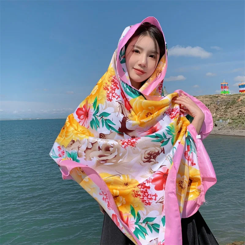 Travel Beach Sunscreen Scarves for Women Bikini Large Sarong Wrap Scarf Brazilian Swimsuit Bathing Cover-ups 17 Styles 90x180cm