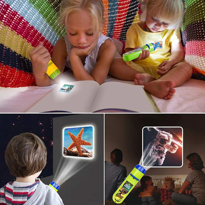 Children Fun Projector Light Flashlight Puzzle Early Education Projection Light for Kids Baby Bedtime Toy Christmas Gift TMZ
