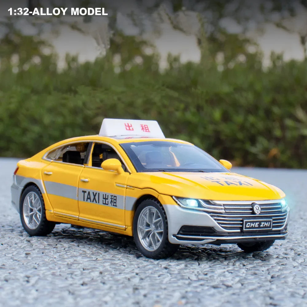 1:32 Volkswagen CC Taxi Car Model Alloy Car Die Cast Toy Car Model Sound Light Children's Toy Collectibles Christmas gift ﻿A563