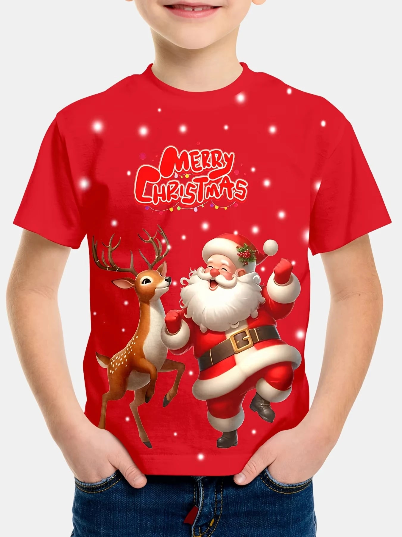 Kids Clothes Cartoon Christmas Santa Claus T Shirt Casual Short Sleeve T Shirts for Boys Girls 2-10y Christmas Gift for Children