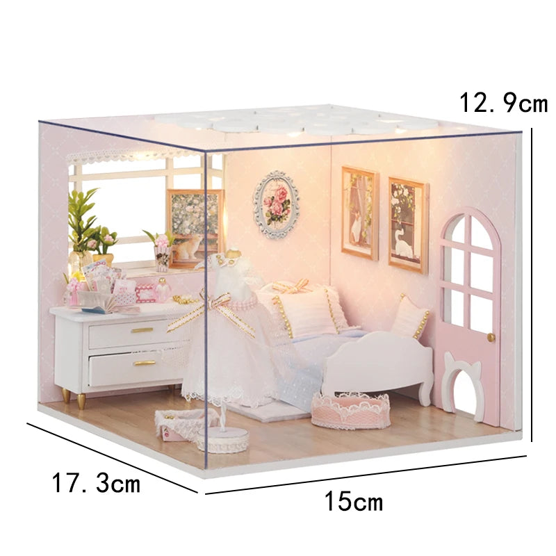 DIY Book Nook Kit Wooden Doll House 3D Puzzle Assembly Toy Home Bookend  Bookshelf Insert With Furniture Toys For Christmas Gift