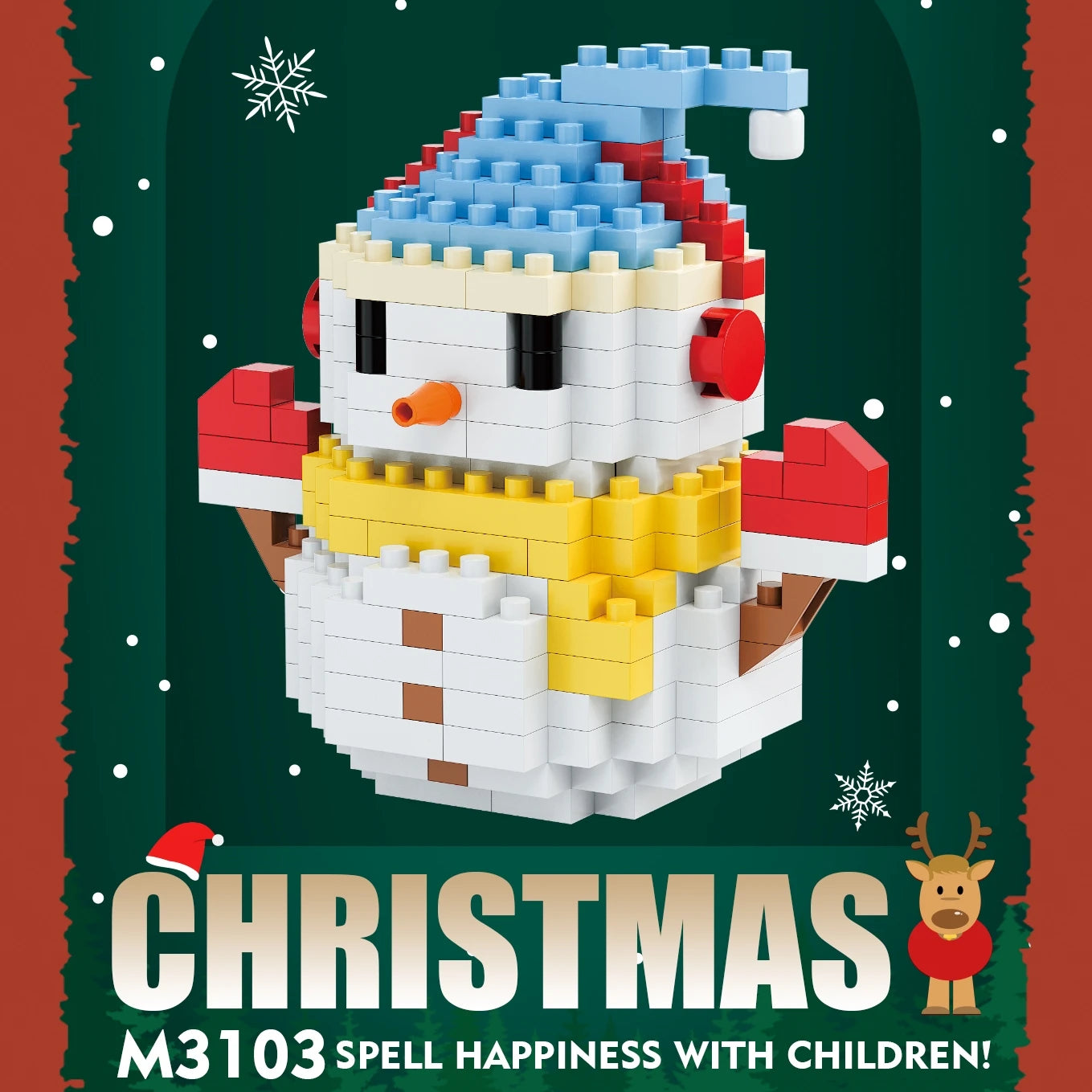 Children Mini Christmas Gift Micro Building Blocks Creative 3D Santa Claus Snowman Tree Decor Holiday Toy Set For Kids