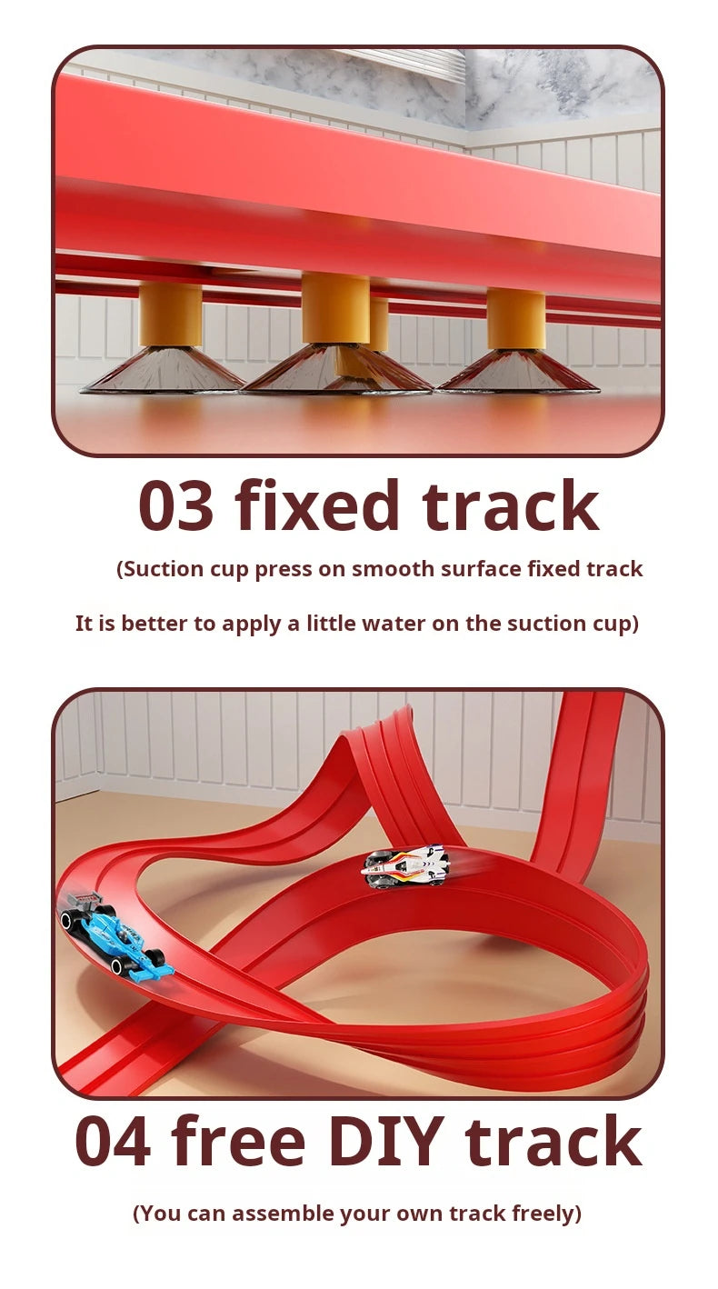 Flexible Race Track Children Toys DIY Double-track Racing Car Ramp Compatible 1/64th Cars Portable Rolls Up Boy Christmas Gift