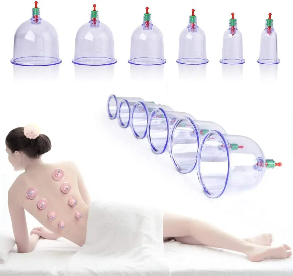Vacuum Cupping Sets with Pumping Gun Suction Cups Back Massage Body Cup Detox Anti Cellulite Therapy Cans Healthy Care Jars