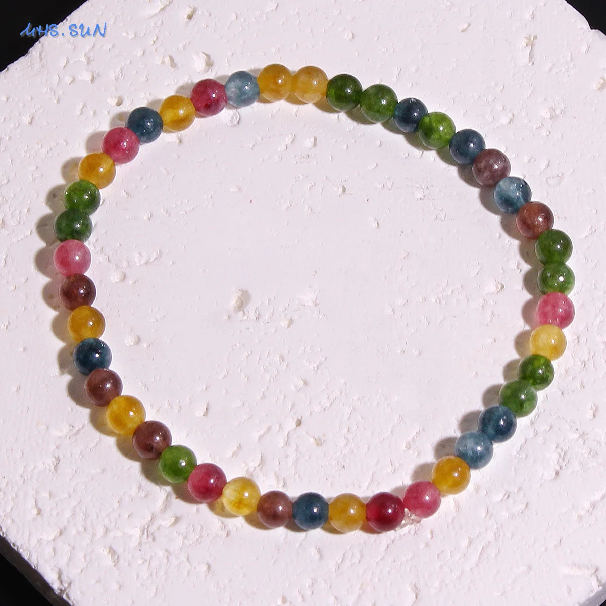 MHS.SUN Fashion Tourmaline Bracelet Colorful Natural Healing Energy Yoga Women Elastic Beaded Bracelet Jewelry Birthday Gifts