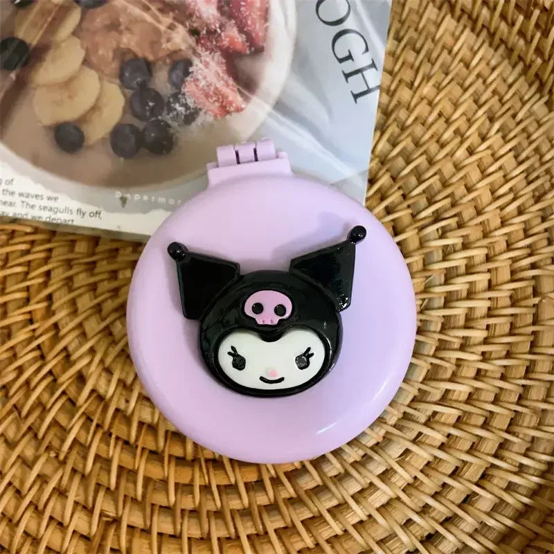 New Hello kitty Kuromi My melody  cartoon foldable comb mirror one-piece creative student portable dormitory make-up mirror