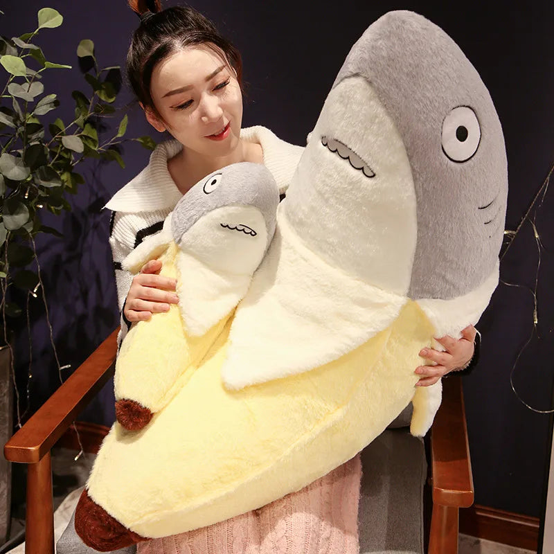 New Kawaii Transform Shark Banana Plush Toy Stuffed CuteShark Doll Animal Pillow Soft Cartoon Cushion Kid Christmas Gift