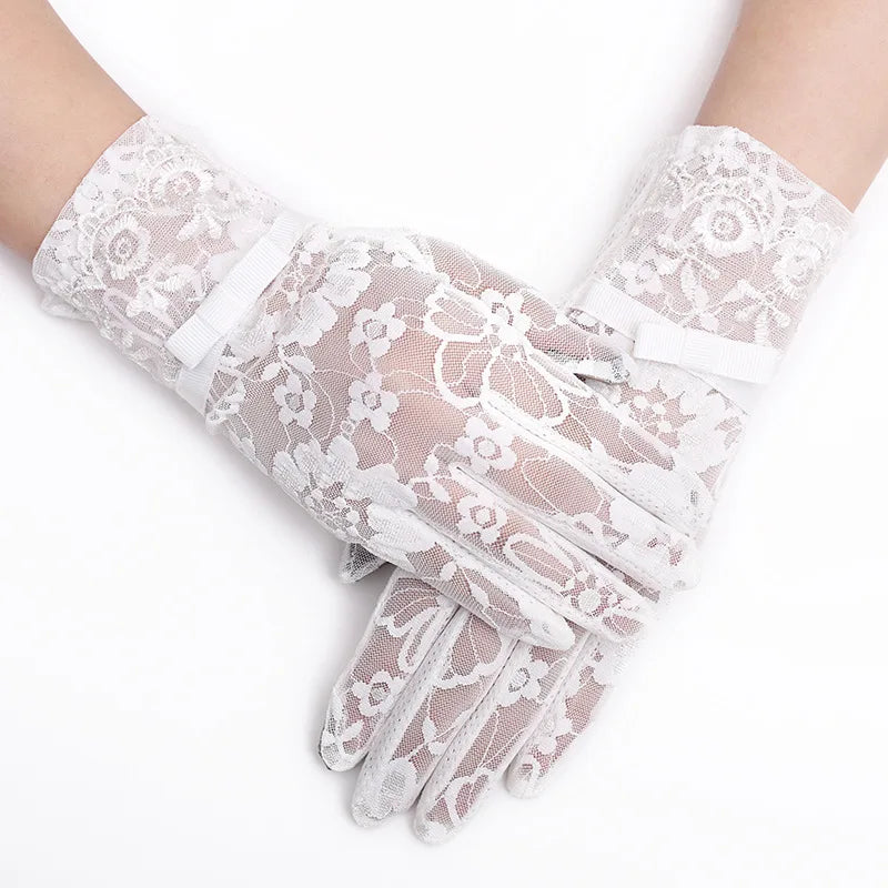 New Women's Summer Ice Silk Lace Anti Ultraviolet Thin Electric Car Driving Anti-skid Breathable Cool Sun Protection Gloves