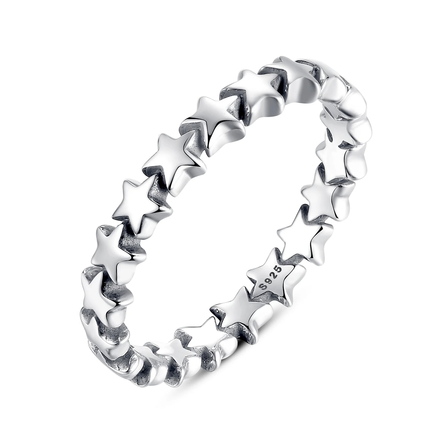 WOSTU European 925 Sterling Silver Simple Rings For Women Wedding Engagement Heart Rings With Zircon Original Female Jewelry