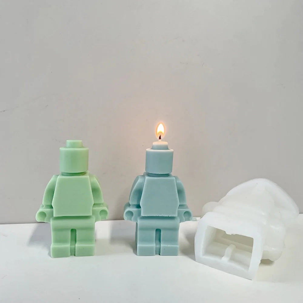 DIY Robot Silicone Candle Mold Creative Concrete Gypsum Chocolate Baking Mold Home Decoration Christmas Gift Craft Supplies