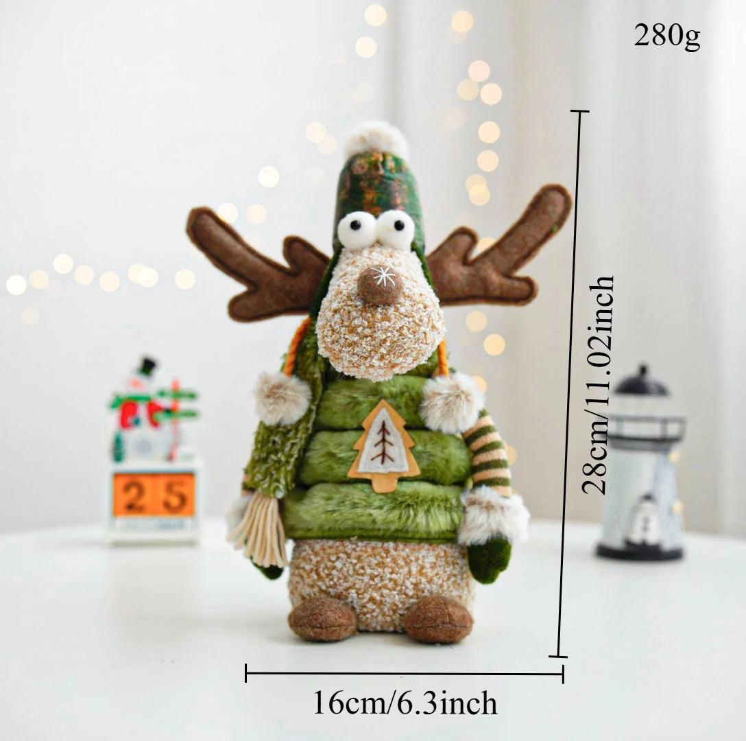 2025 New Christmas Elk Ornament Green Forest Series Elk Doll Christmas Telescopic Doll Holiday Ornament Christmas Gift