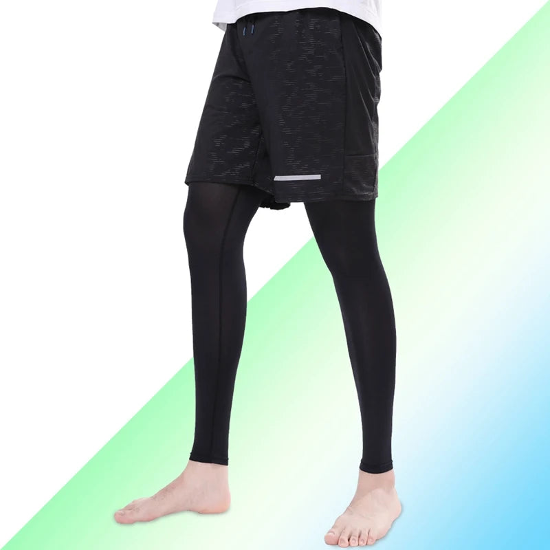 Summer Anti-uv Sun Protection Cycling Leg Sleeves Silk Ice Breathable Cover Bike Racing MTB Leg Sleeve For Man Woman