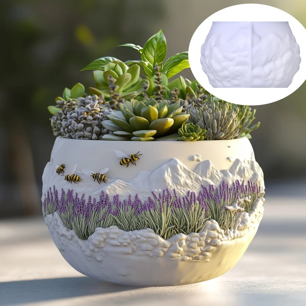 Windmill Town Succulent Plant Pot Silicone Mold  Windmill Town House Relief  Flower Pot Resin Mold Dream house storage box molds