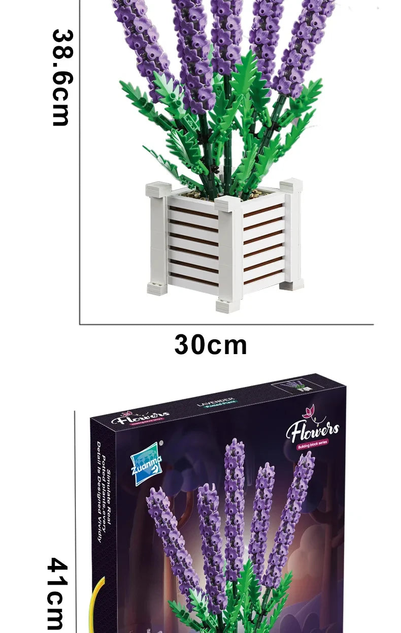 Creativity Flower 1204PCS Lavender Building Blocks Home Decoration Desktop Ornament Bricks Toys for Children's Christmas Gift