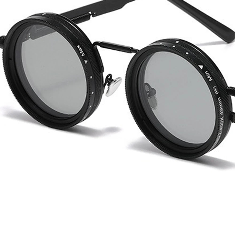 KLASSNUM ND Sunglasses Dimming Glasses Men Outdoor Polarized Sun Glasses Retro Punk Round Frame Women ND9 Tint Eyepiece New In