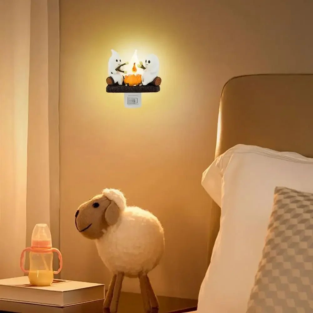 Halloween Decoration 2024 New GHOSTS ROASTING CAMPFIRES MORES Chost Design Lamp Halloween Home Decorations