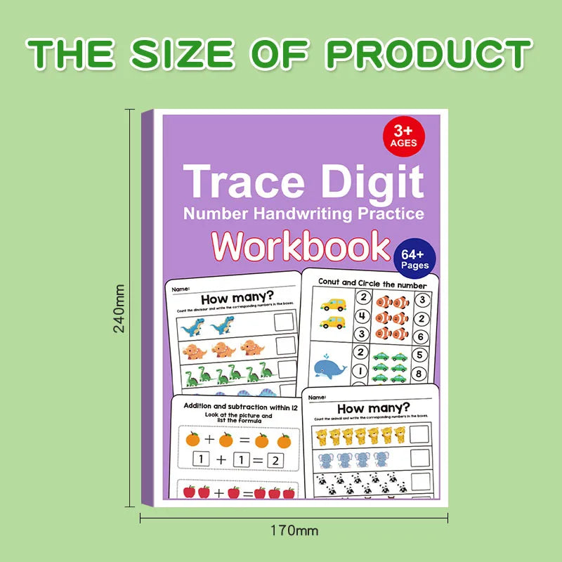 64-Page Interactive Preschool Math Workbook: Number Tracing, Addition and Subtraction Exercises - Early Education Activities for Children Aged 3 and Above, Preparatory Course, for Home or Classroom Use - Number Recognition an