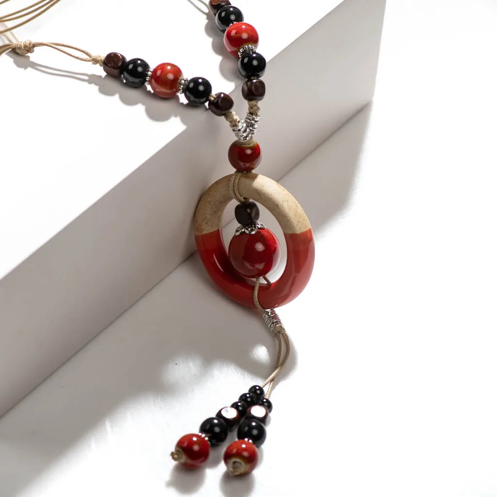 Bohemian Vintage Handmade Rang Necklace Ceramic Beads Pendant Bulk Goods Wholesale  colgantes  pingentes 2X392