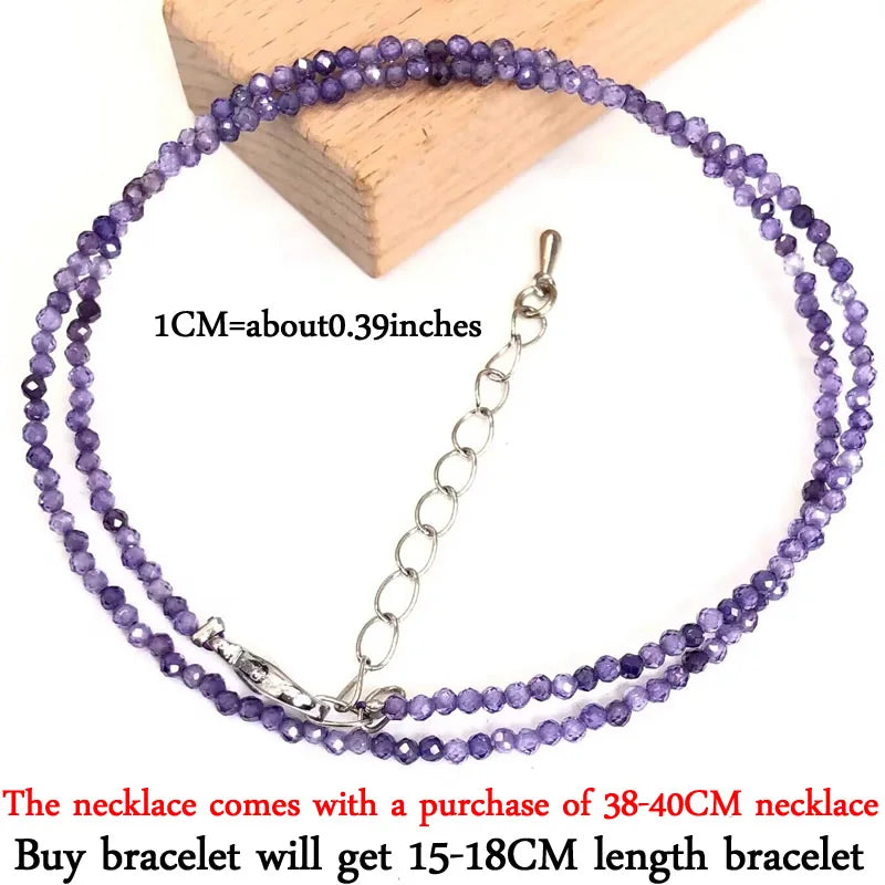 2-3mm Natural Stone Beaded Necklace Handmade Mini Tourmaline lapis crystal Energy Healing Female Bracelet for Women Jewelry Gift