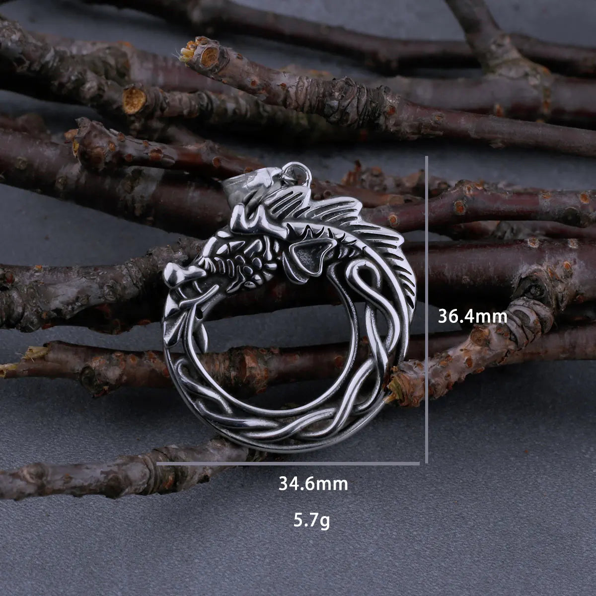 Men's Viking Self Devourer Necklace Celtic Knot Hip Hop Amulet Dragon Pendant Scandinavian Fashion Jewelry for Men Gifts