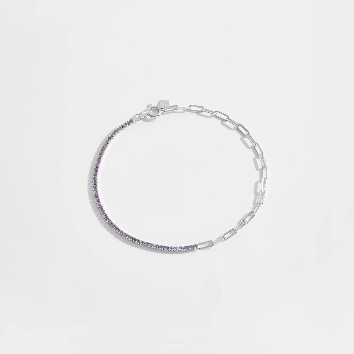 VEWANT 925 Sterling Silver Rainbow Colorful Zircon CZ Chain Bracelet Women Fine Jewelry Rock Punk Wedding Anniversary Gift