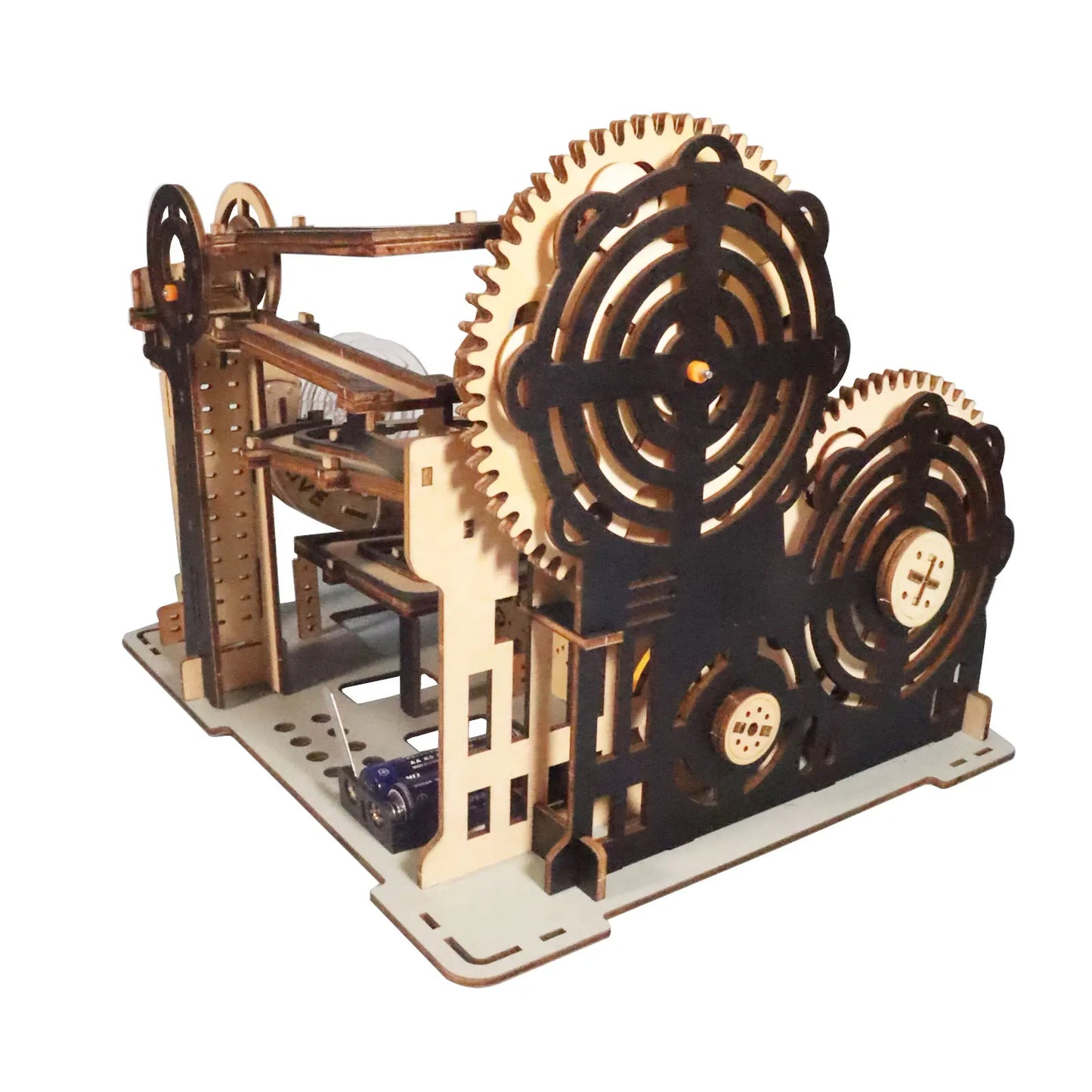 Electric 3D Wooden Puzzles Marble Run Model Kits  Brain Teaser Puzzle DIY handmade Christmas gift(Without battery)