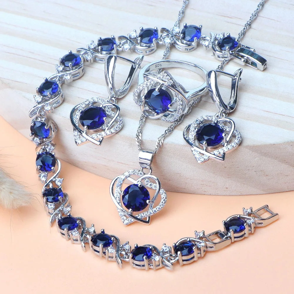 Natural Magic Rainbow Zircon Jewelry Sets Bridal Luxury Bracelets Earrings Rings Pendant Wedding Necklace Set For Women Jewelry