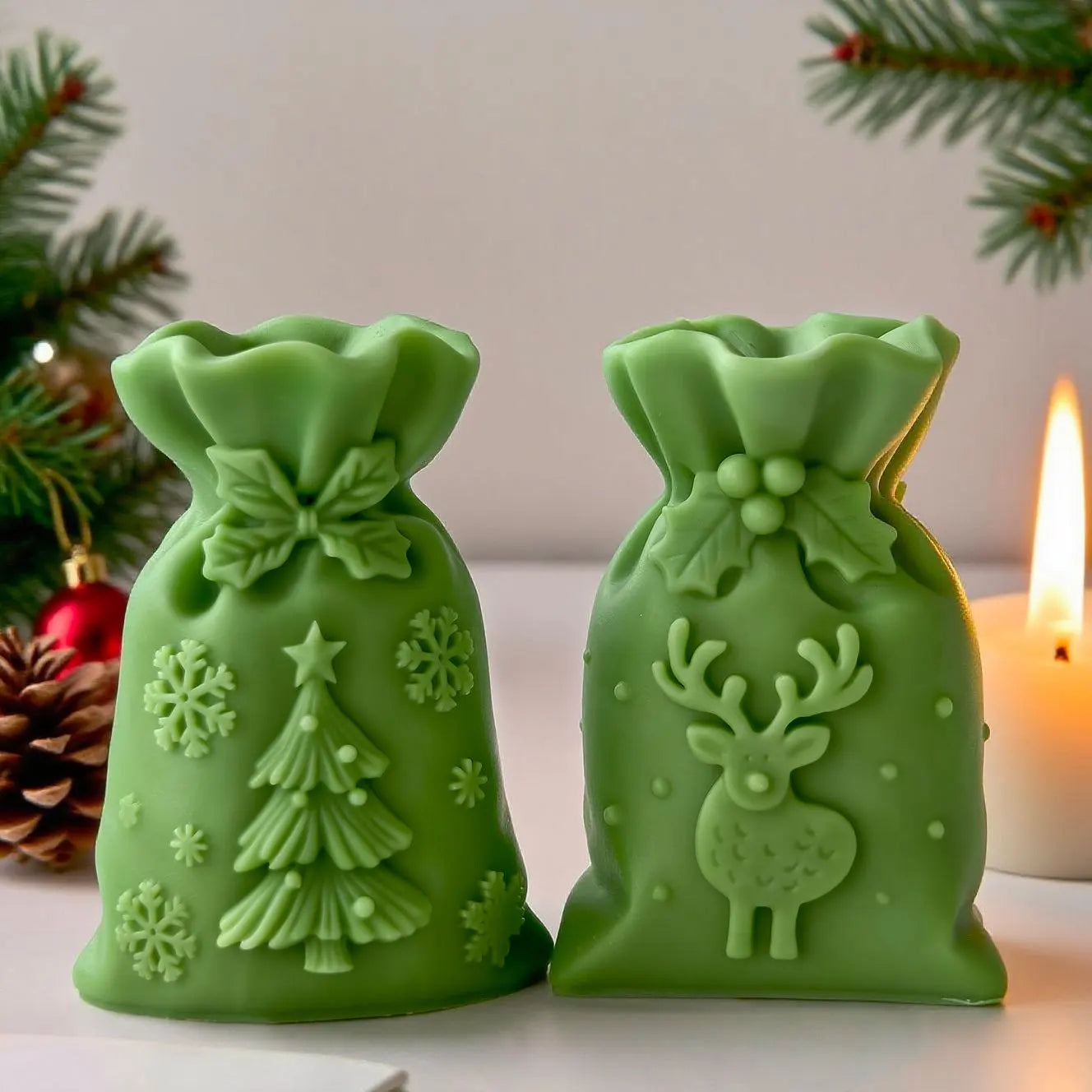 Christmas gift bags, candle ornaments, silicone molds, DIY Christmas decorations, handmade aromatherapy tools
