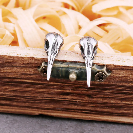 Nordic Viking Raven Head Stud Earrings For Men Punk Hip Hop Biker Stainless Steel Earrings Fashion Amulet Animal Jewelry As Gift