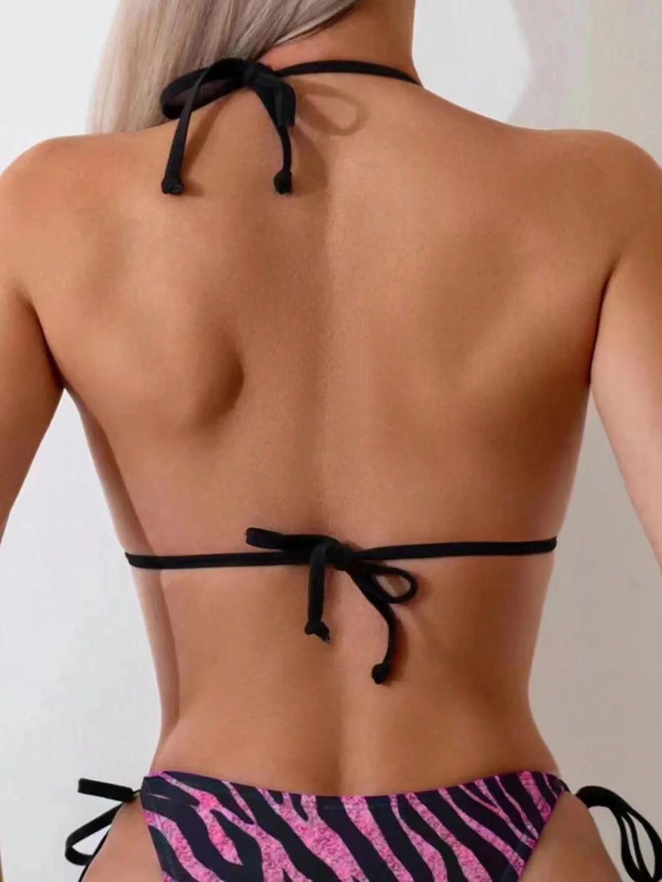 Sexy Striped Micro Bikini 2025 Trend Women Swimsuit Female Halter Swimwear Thong Bikinis Set Two-piece Beachwear Bathing Suit