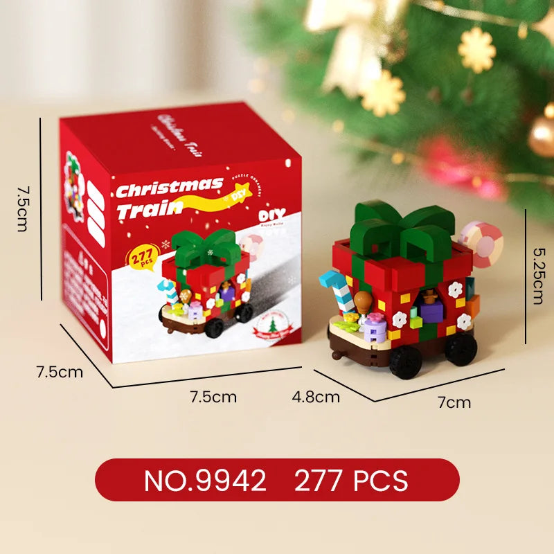 christmas train santa claus moc building blocks toys construction set for girls christmas tree decorations micro building blocks