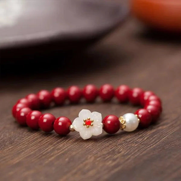 Lucky  Natural Stone Cinnabar Real Bead Pixiu Bracelets Women Men Wealth Protection Hand String Vintage Bangles Gift