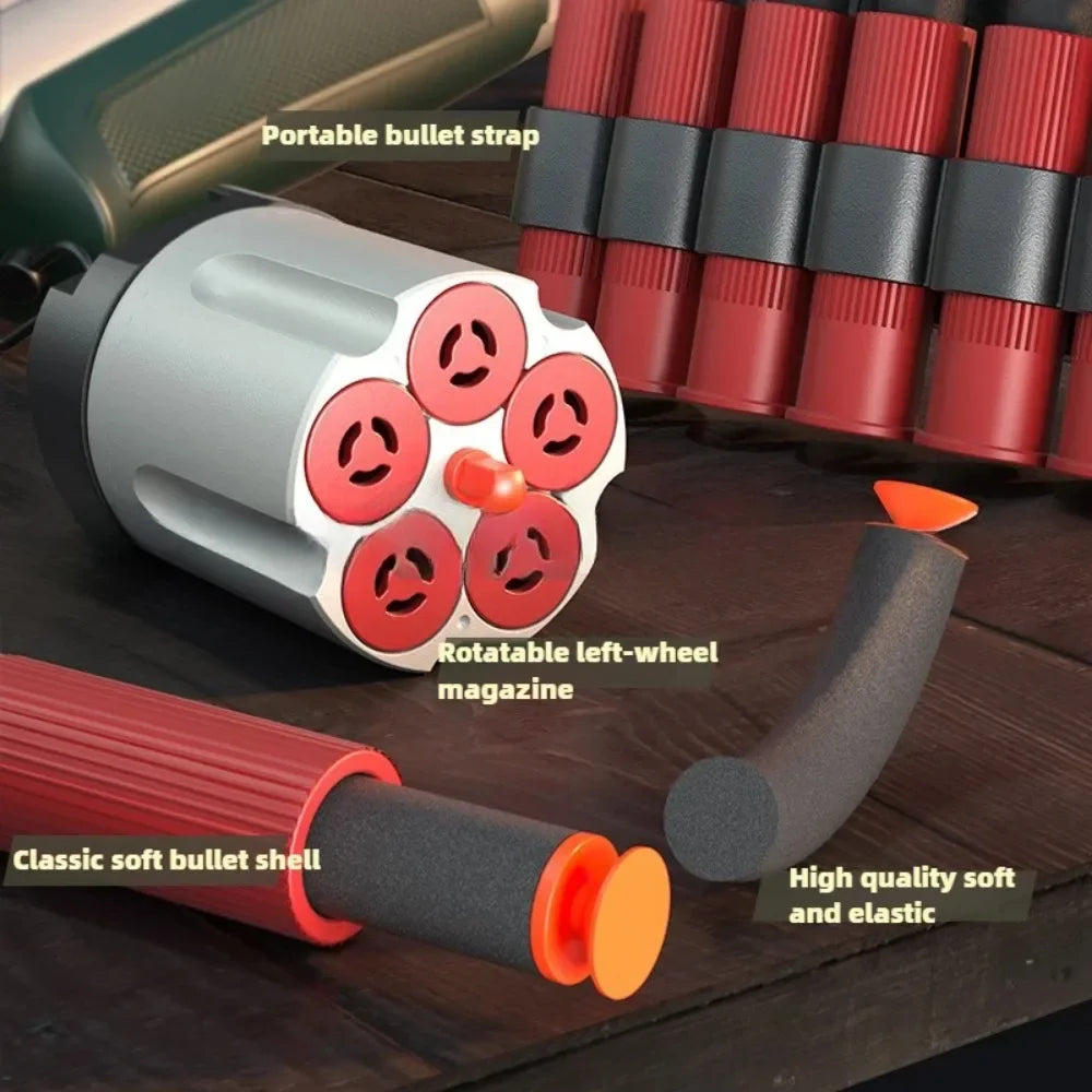 Soft Bullet Toy Guns Foam Revolver Blaster with Sight, Educational Outdoor Shooting Game Shotgun Model for Kids Christmas Gift
