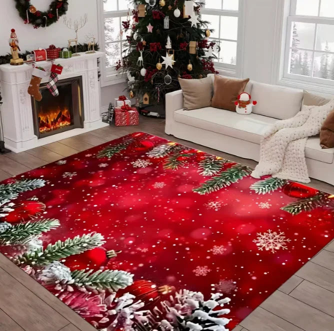 1pc Merry Christmas Area Mat Suitable for Living Room Bedroom Kitchen Christmas Gift Room Mat Christmas Retro Home Decoration