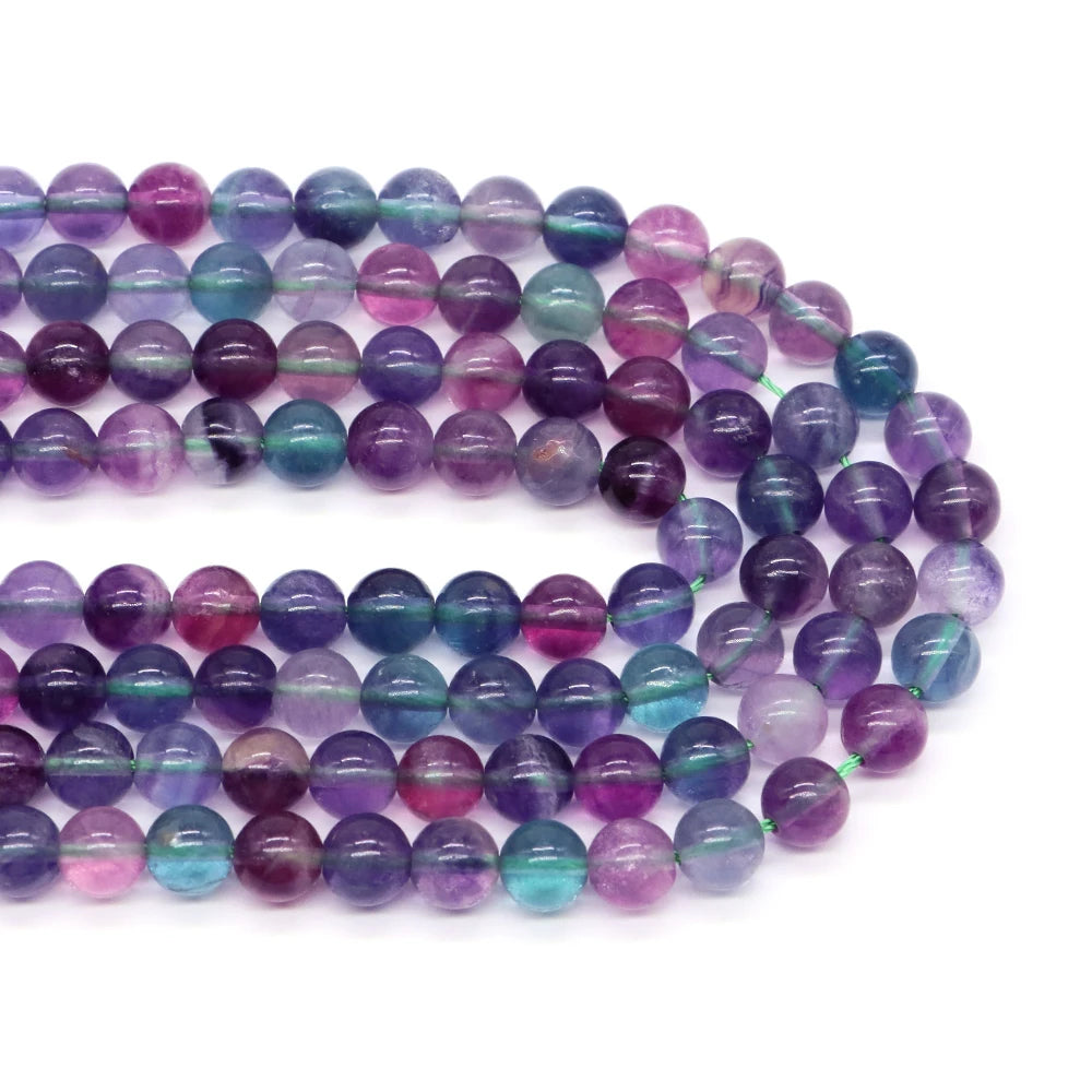 Natural Rainbow fluorite Spacer Loose Stone Beads Healing Crystals For Jewelry Making DIY Charms Bracelet Necklace Accessories