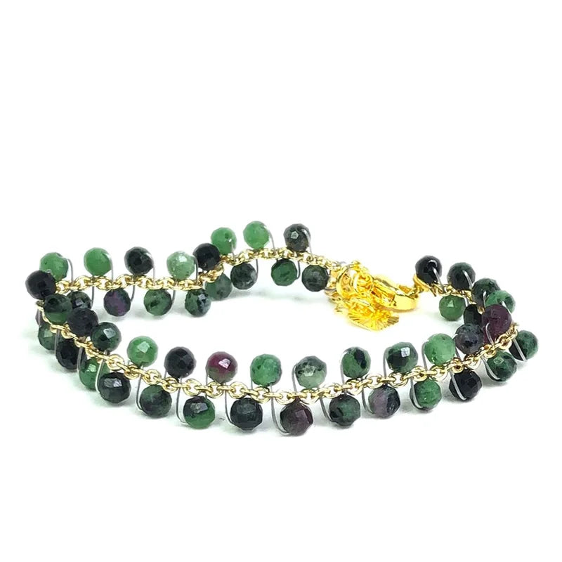 natural multifaceted 3-4mm stone Tourmaline garnet crystal quartz bracelet Women Jewelry Party /Wedding Luxury Gift Set Handwork