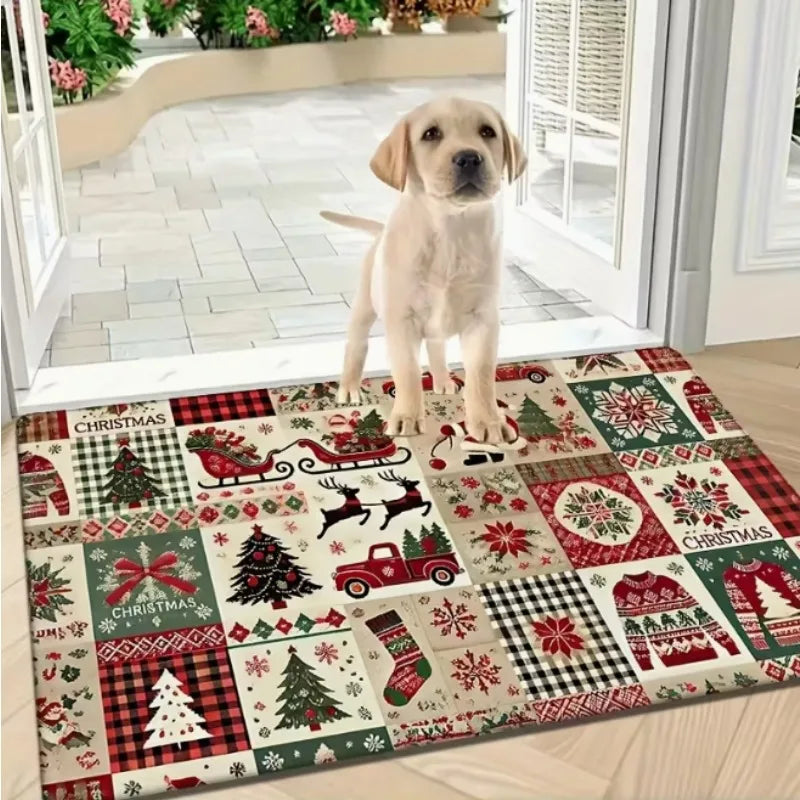 1pc Merry Christmas Area Mat Suitable for Living Room Bedroom Kitchen Christmas Gift Room Mat Christmas Retro Home Decoration