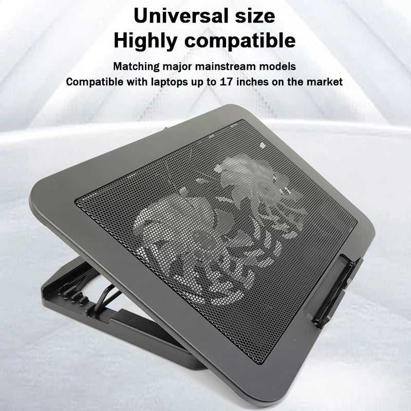 7 Height Adjustable Air-cooled Cool Wind Gaming Laptop Cooler Large Size for 12-17'' Tablet Notebook Cooling Pad 1200 RPM 2 Fans