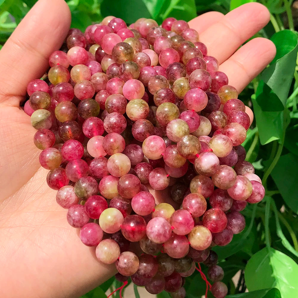 Natural Pink Tourmaline Jades Stone Round Loose Spacer Beads For Jewelry Making Diy Earring Bracelet Accessories 6/8/10mm