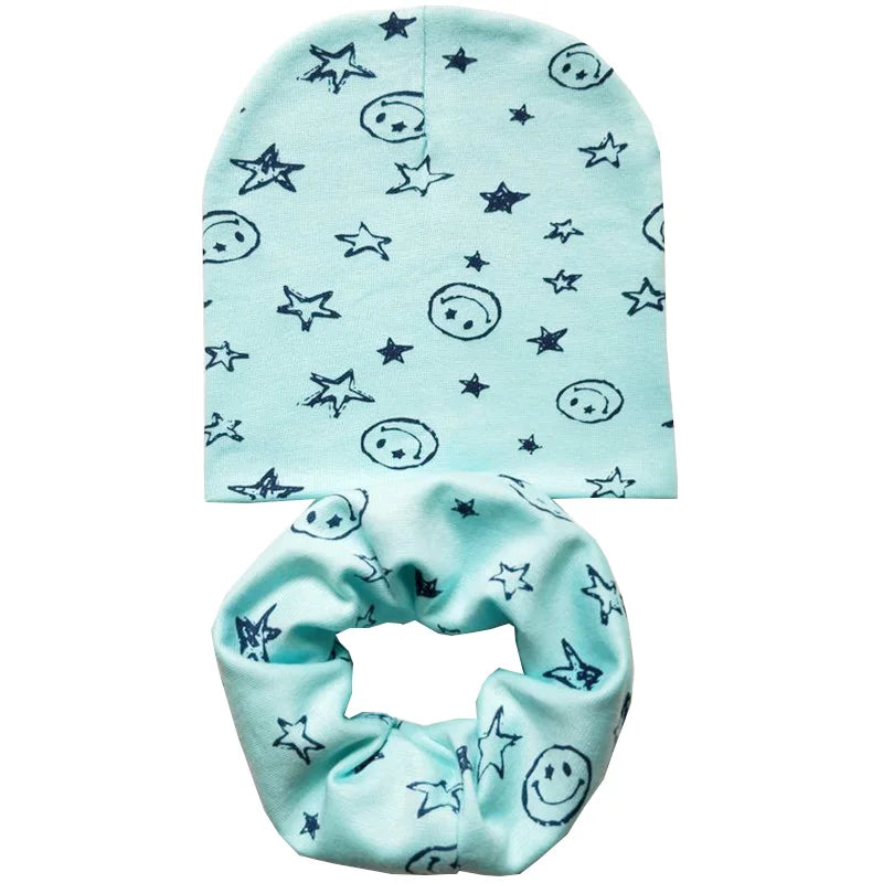 Star Print Cotton Baby Hat Autumn Winter Baby Girls Hat Boys Cap Toddlers Infant Cap Scarf Children Bonnet Hats