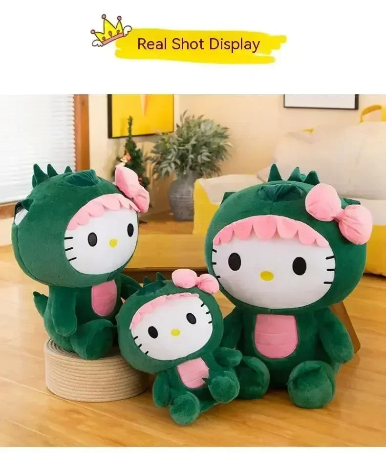 Sanrio Dinosaur Hello Kitty Plush Toy Kawaii Anime Kitty Plushie Pillow Cute 35/50/65cm/80cm Cartoon Stuffed Doll Christmas Gift