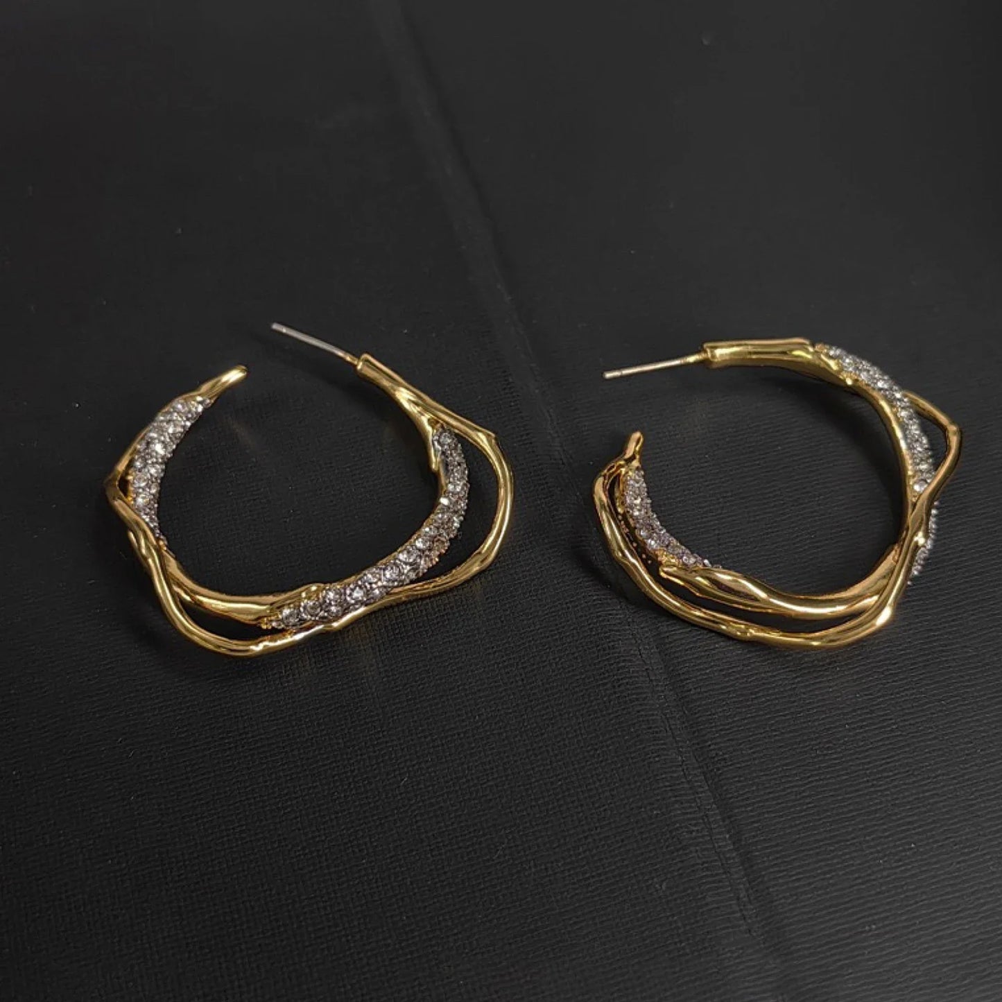 Europe Designer Crystal Zircon Gold Silver Round Big Earrings Women Luxury Sparkling Jewelry Trend