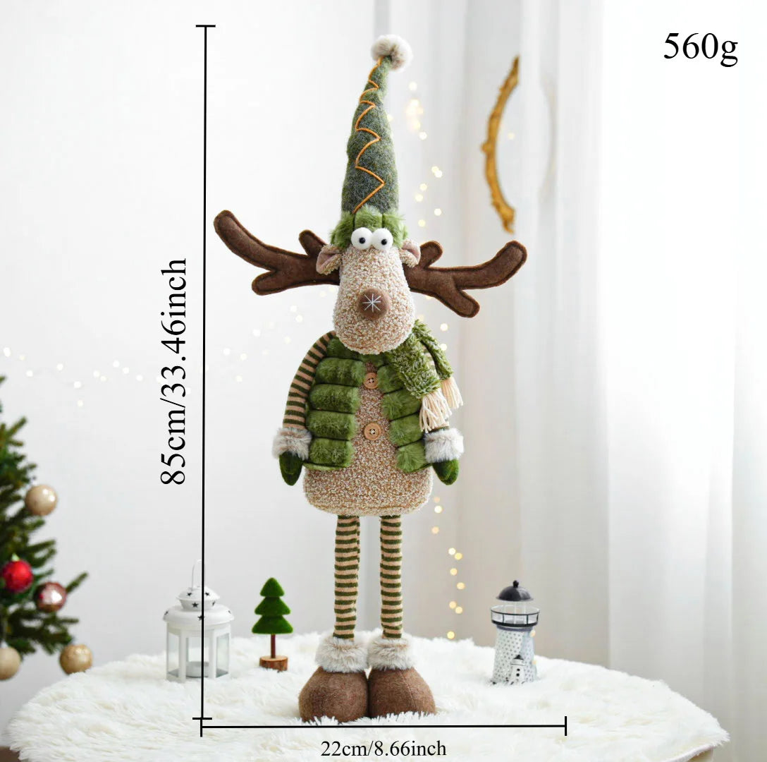 2025 New Christmas Elk Ornament Green Forest Series Elk Doll Christmas Telescopic Doll Holiday Ornament Christmas Gift
