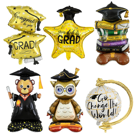 Graduation Balloon Gold Black Doctor Helium Foil Balloons Congratulation Graduation High School 2025 Graduation Party Decoration