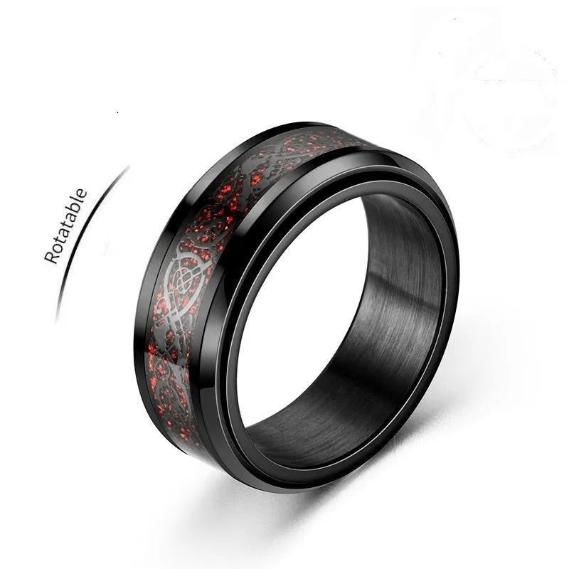 Viking Dragon Stainless Steel Anti Stress Rings Men Fidget Spinner Free Shipping Anti Anxiety Relaxing Rotating Ring Anillo
