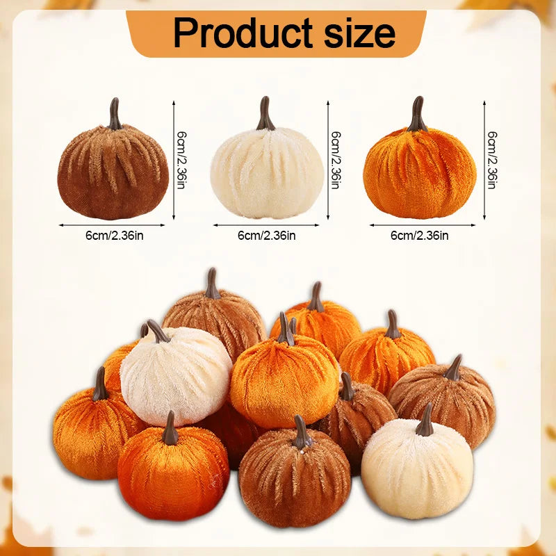 1set Artificial Flannel Pumpkin Models for Autumn Fall Thanksgiving Halloween Party Table Decoration Home DIY Craft Wreath Gifts