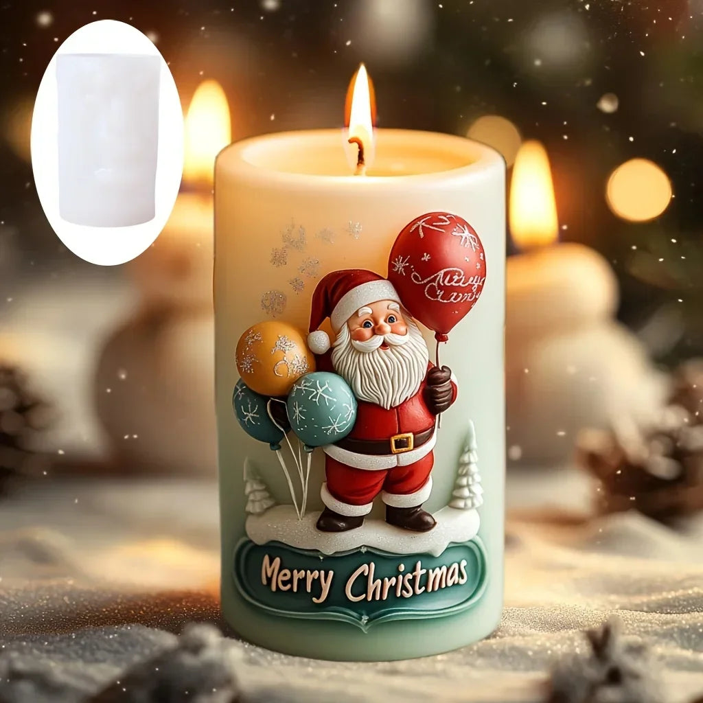 Santa Spherical Scented Candle Silicone Mold Wear Hat Santa Spherical Resin Mould Santa Relief Plaster Molds Christmas Gift