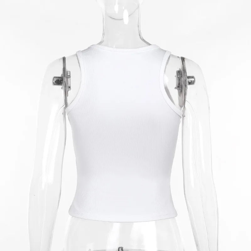 Sequined Tank Top Women Edgy Clothes Y2k Accessories Sleeveless Ropa De Mujer Solid Color Camison Verano Slim Fit Streetwear