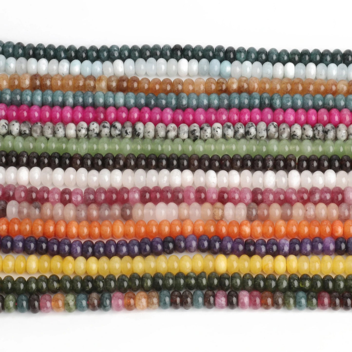 Rondelle Natural Stone Aventurine Tourmaline Jade Beads Flat Round Loose Beads for Jewelry Making DIY Charm Gift Bracelets 8x5mm