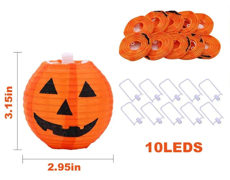 Halloween Pumpkin Lantern Solar String Lights Outdoor Waterproof LED Fairy String Lights Garden Yard Halloween Party Decorations